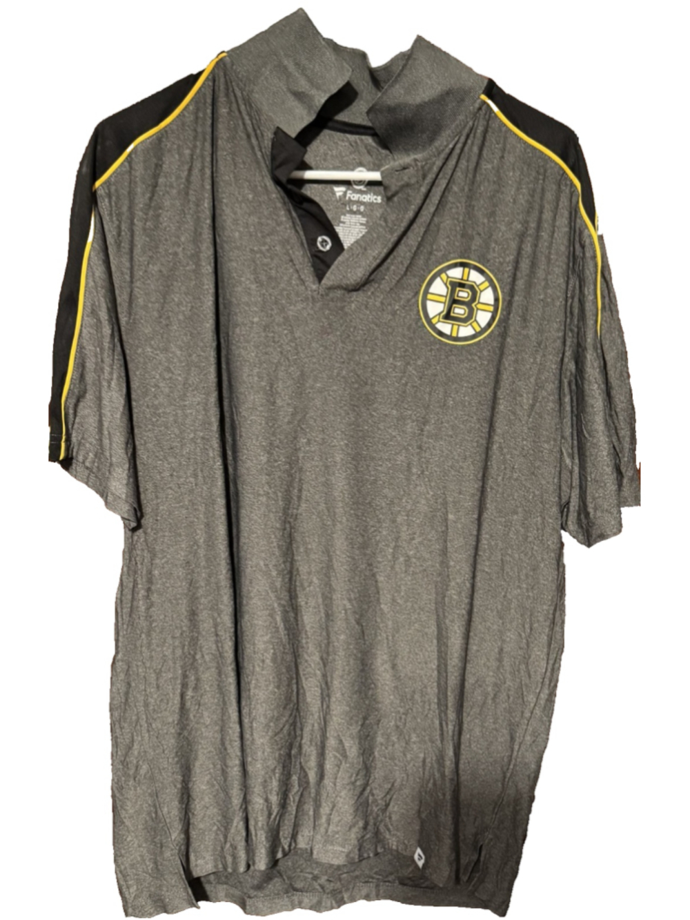Boston Bruins Fanatics Polo Shirt Gray Men's Sz L